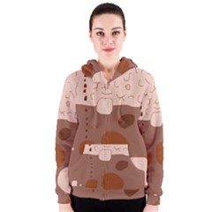 Brown Abstract Design Women s Zipper Hoodie by Valentinaart