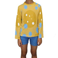 Blue And Yellow Moon Kid s Long Sleeve Swimwear by Valentinaart