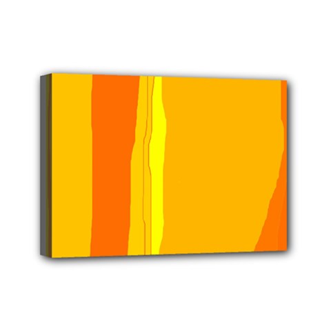 Yellow And Orange Lines Mini Canvas 7  X 5  by Valentinaart