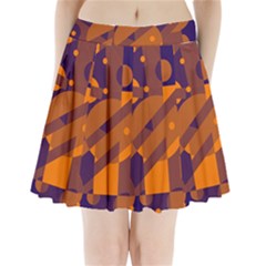 Blue And Orange Abstract Design Pleated Mini Mesh Skirt by Valentinaart