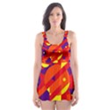 Blue and orange abstract design Skater Dress Swimsuit View1