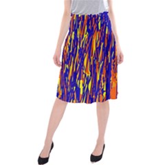 Orange, Blue And Yellow Pattern Midi Beach Skirt by Valentinaart