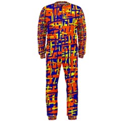 Orange, Blue And Yellow Pattern Onepiece Jumpsuit (men)  by Valentinaart