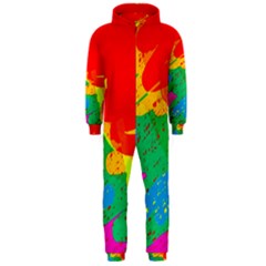 Colorful Abstract Design Hooded Jumpsuit (men)  by Valentinaart