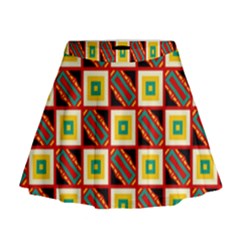 Squares And Rectangles Pattern                                                                                            Mini Flare Skirt by LalyLauraFLM