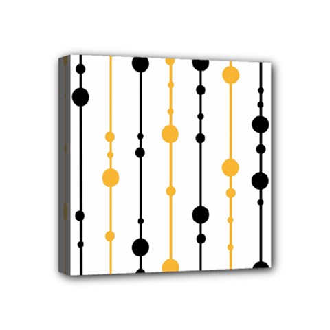 Yellow, Black And White Pattern Mini Canvas 4  X 4  by Valentinaart