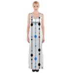 Blue, white and black pattern Maxi Thigh Split Dress