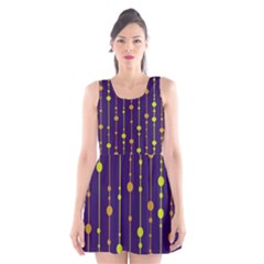 Deep Blue, Orange And Yellow Pattern Scoop Neck Skater Dress by Valentinaart