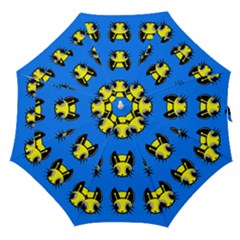 Yellow And Blue Firefies Straight Umbrellas by Valentinaart