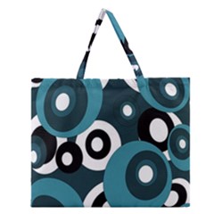 Blue Pattern Zipper Large Tote Bag by Valentinaart