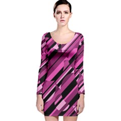 Magenta Pattern Long Sleeve Velvet Bodycon Dress by Valentinaart