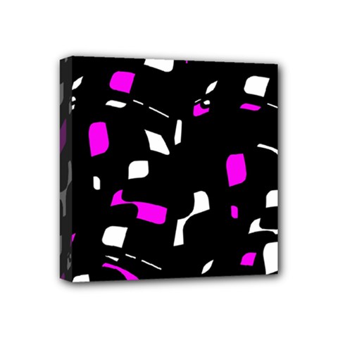 Magenta, Black And White Pattern Mini Canvas 4  X 4  by Valentinaart