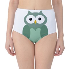 Green Cute Transparent Owl High-waist Bikini Bottoms by Valentinaart