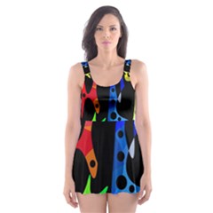 Colorful Abstract Pattern Skater Dress Swimsuit by Valentinaart