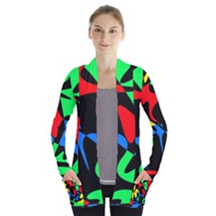 Colorful Abstraction Women s Open Front Pockets Cardigan(p194) by Valentinaart