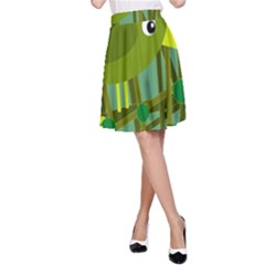Cute Green Bird A-line Skirt by Valentinaart