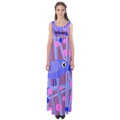 Purple And Blue Bird Empire Waist Maxi Dress by Valentinaart