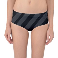 Gray And Black Lines Mid-waist Bikini Bottoms by Valentinaart