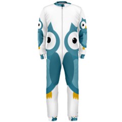 Cute Blue Owl Onepiece Jumpsuit (men)  by Valentinaart