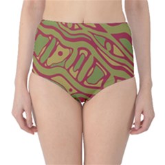 Brown Abstract Art High-waist Bikini Bottoms by Valentinaart