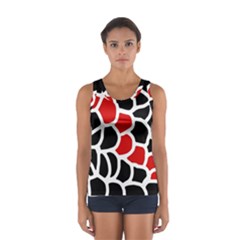 Red, Black And White Abstraction Women s Sport Tank Top  by Valentinaart