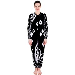 Black And White High Art Abstraction Onepiece Jumpsuit (ladies)  by Valentinaart