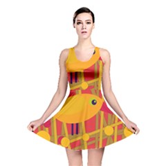 Yellow Bird Reversible Skater Dress by Valentinaart