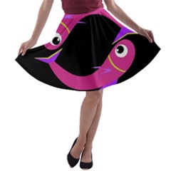 Magenta Fishes A-line Skater Skirt by Valentinaart