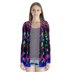Abstract Colorful Chaos Drape Collar Cardigan by Valentinaart