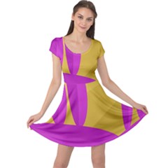 Yellow And Magenta Landscape Cap Sleeve Dresses by Valentinaart