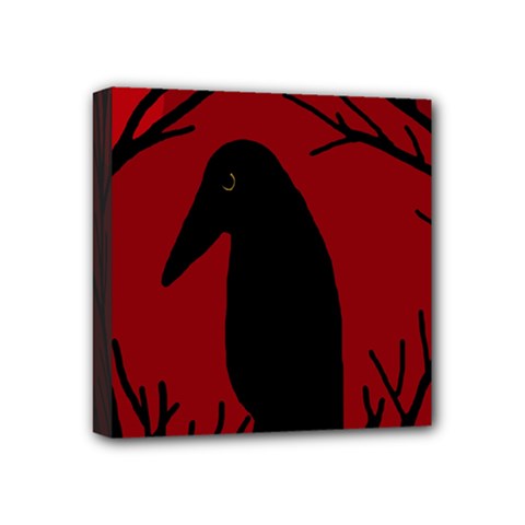 Halloween Raven - Red Mini Canvas 4  X 4  by Valentinaart