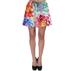 Colorful Succulents Skater Skirt
