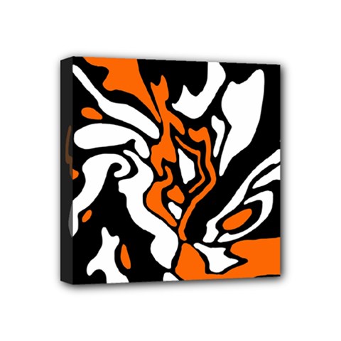 Orange, White And Black Decor Mini Canvas 4  X 4  by Valentinaart