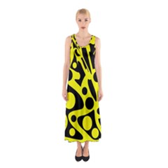 Black And Yellow Abstract Desing Sleeveless Maxi Dress by Valentinaart