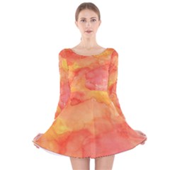 Watercolor Yellow Fall Autumn Real Paint Texture Artists Long Sleeve Velvet Skater Dress