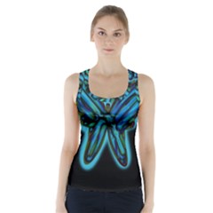 Blue Butterfly Racer Back Sports Top by Valentinaart