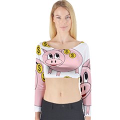 Piggy Bank  Long Sleeve Crop Top by Valentinaart