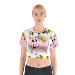 Piggy Bank  Cotton Crop Top by Valentinaart