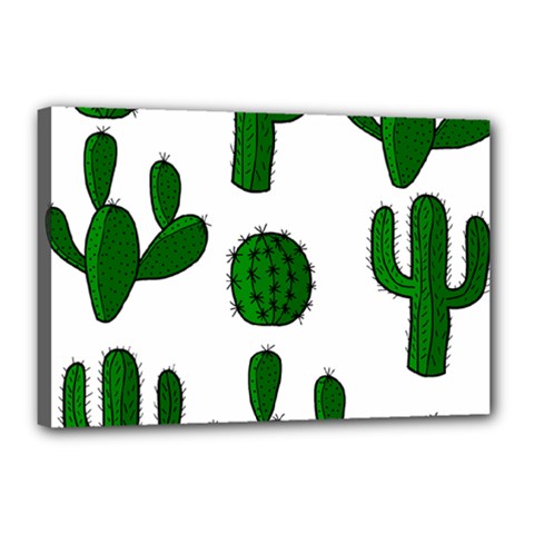 Cactuses Pattern Canvas 18  X 12  by Valentinaart