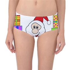 Santa Claus Pattern - Transparent Mid-waist Bikini Bottoms by Valentinaart