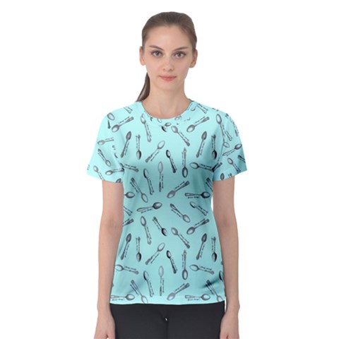 Spoonie Strong Print In Light Turquiose Women s Sport Mesh Tee by AwareWithFlair
