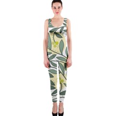 Green Floral Pattern Onepiece Catsuit