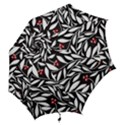 Black, red, and white floral pattern Hook Handle Umbrellas (Medium) View2