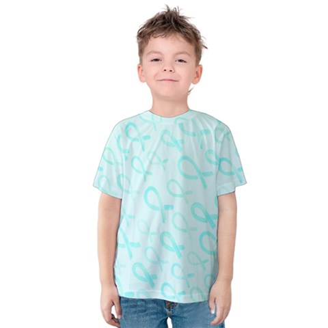 Turquoise Watercolor Awareness Ribbons Kids  Cotton Tee by AwareWithFlair