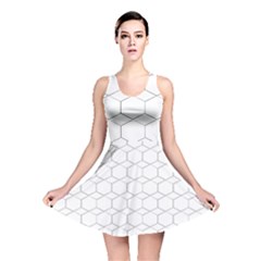  Honeycomb - Diamond Black And White Pattern Reversible Skater Dress