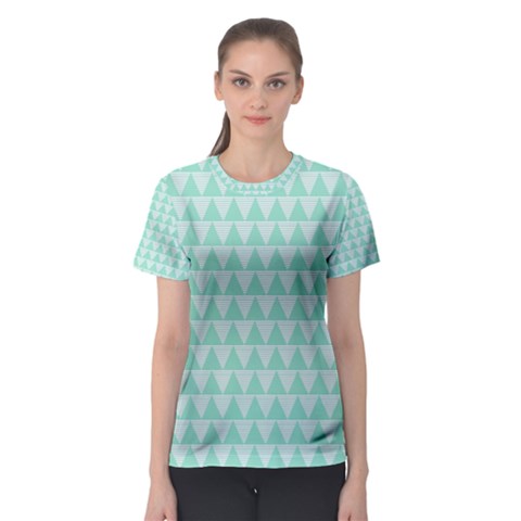 Mint Color Triangle Pattern Women s Sport Mesh Tee by picsaspassion