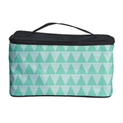 Mint Color Triangle Pattern Cosmetic Storage Case by picsaspassion