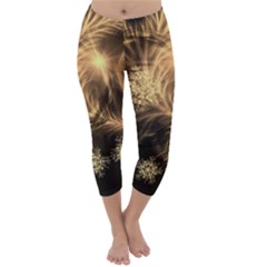Golden Feather And Ball Decoration Capri Winter Leggings  by picsaspassion