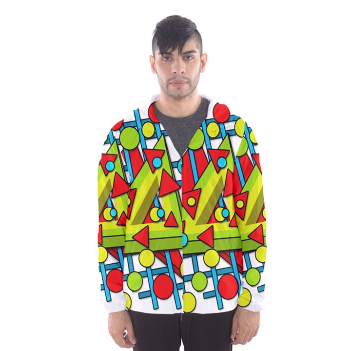 Crazy geometric art Hooded Wind Breaker (Men)