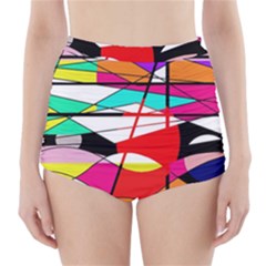 Abstract Waves High-waisted Bikini Bottoms by Valentinaart